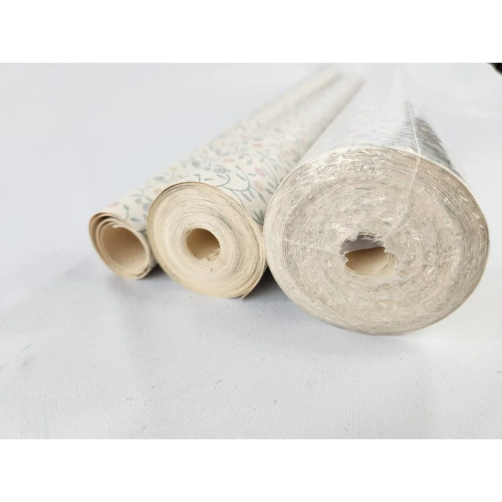 Vtg Village Wallpaper Double Roll New Floral‎ Flowers Prepasted Vinyl Washable